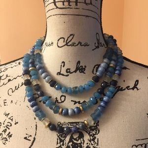 🌺Final Price🌺Akola 3 Strand Blue Beaded Necklace